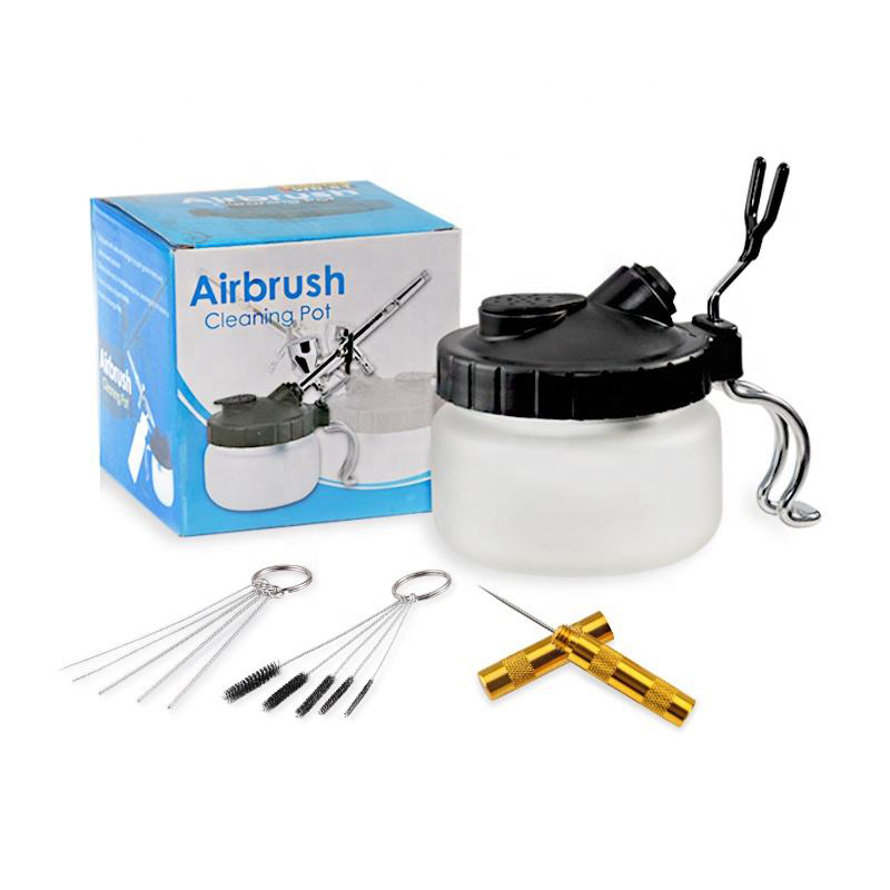 Airbrush Cleaning Pot with Airbrush Holder Mini Fliter