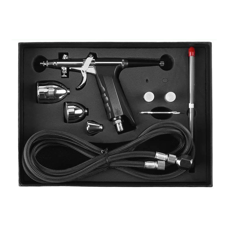 Precision Dual-Action Airbrush Kit with Gravity-Feed System and 3-Tip Set for Artistic Spraying