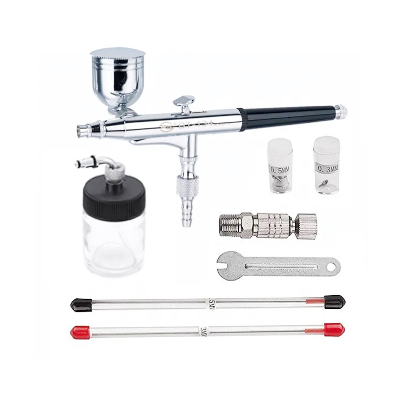 Side Feed Airbrush Kit 134K 0.2mm / 0.3mm / 0.5mm Dual Action Airbrush with 7CC/20CC Cup for Paint Spray Gun Set for Cake Decoration, Painting, Modeling, Drawing, Car Paint